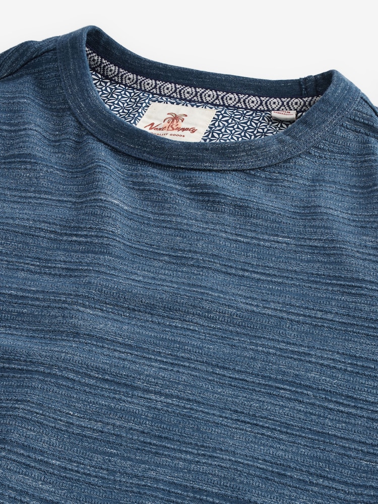 Navy Texture Single Short Sleeve Marl T-Shirt - Image 7 of 7
