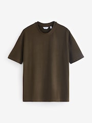Grey/Khaki Green/Stone Relaxed Fit Heavyweight T-Shirts 3 Pack - Image 10 of 14