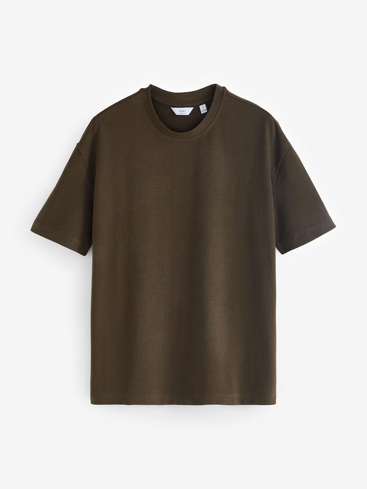 Grey/Khaki Green/Stone Relaxed Fit Heavyweight T-Shirts 3 Pack - Image 10 of 14