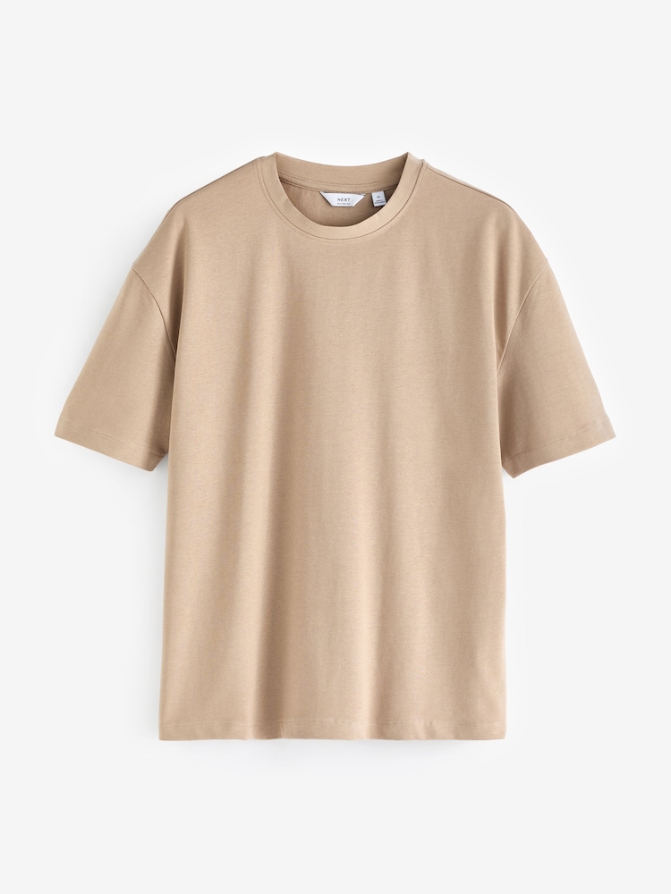 Grey/Khaki Green/Stone Relaxed Fit Heavyweight T-Shirts 3 Pack - Image 12 of 14