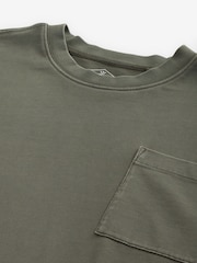 Khaki Green Long Sleeve Garment Dye Heavyweight 100% Cotton T-Shirt - Image 6 of 7