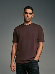 Chocolate Brown Relaxed Fit Heavyweight 100% Cotton T-Shirt - Image 1 of 7