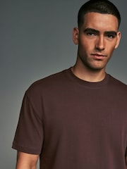 Chocolate Brown Relaxed Fit Heavyweight 100% Cotton T-Shirt - Image 4 of 7