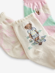 Polo Ralph Lauren Pink Baby Bear 100% Cotton Socks 3 Pack - Image 6 of 6