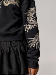 smALLSAINTS Black Girls Dragon Embellished Crew Sweatshirt - Image 4 of 9