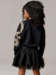 smALLSAINTS Black Girls Dragon Embellished Crew Sweatshirt - Image 5 of 9