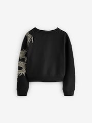 smALLSAINTS Black Girls Dragon Embellished Crew Sweatshirt - Image 7 of 9