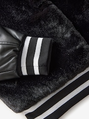 smALLSAINTS Black Girls Margot Shearling Baseball Jacket - Image 10 of 11