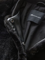 smALLSAINTS Black Girls Margot Shearling Baseball Jacket - Image 11 of 11