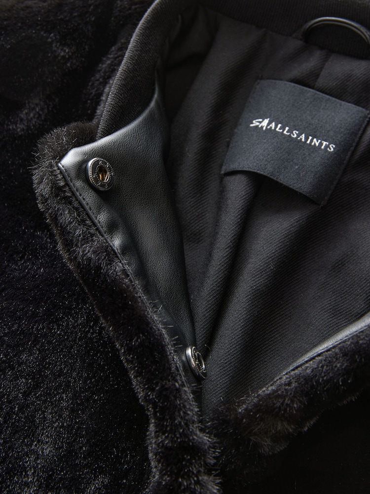 smALLSAINTS Black Girls Margot Shearling Baseball Jacket - Image 11 of 11