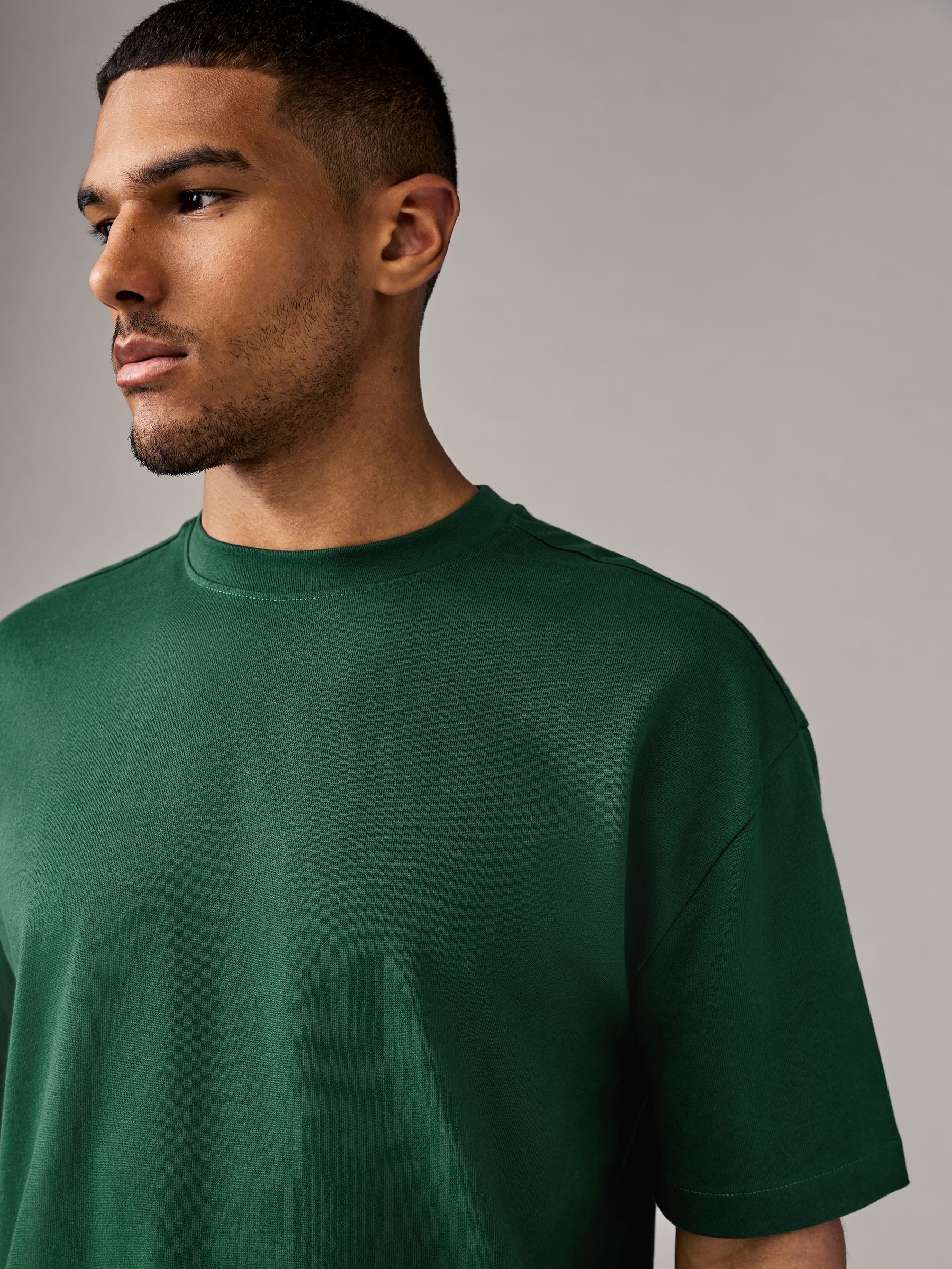 2024人気新作 Buy Dark Green Relaxed Fit Heavyweight 100% Cotton T-Shirt トップス