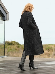 Black Textured Revere Collar Coat - Image 3 of 10