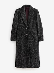 Black Textured Revere Collar Coat - Image 8 of 10