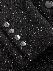 Black Textured Revere Collar Coat - Image 9 of 10