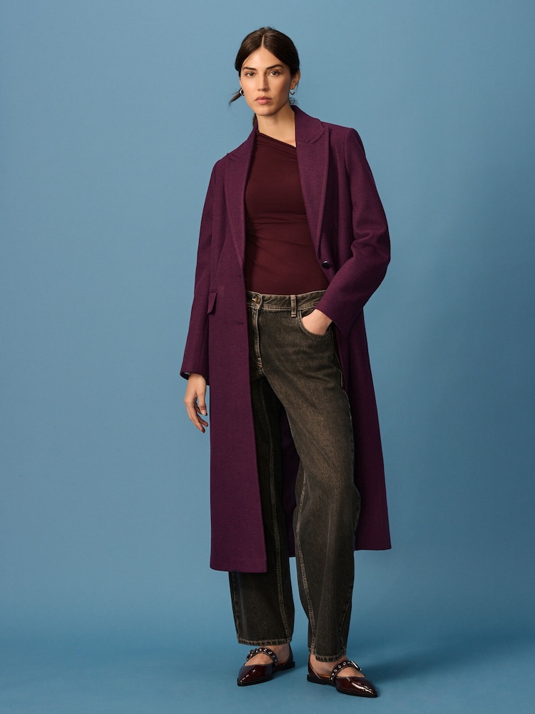 Berry Red Revere Collar Coat - Image 2 of 9