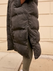 Charcoal Grey Premium Long Padded Hooded Coat - Image 4 of 5