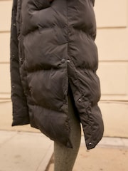 Charcoal Grey Premium Long Padded Hooded Coat - Image 5 of 5
