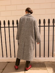 Textured Black/White Fleck Overcoat with Revere Collar - Image 3 of 4