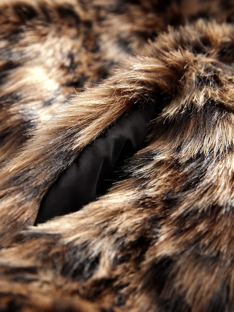 Buy Animal Short Faux Fur Jacket from Next Kuwait