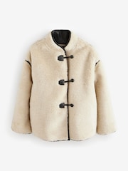 Ecru Cream Borg Duffle Fleece Jacket - Image 1 of 8