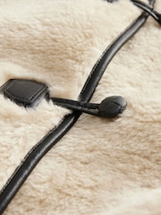 Ecru Cream Borg Duffle Fleece Jacket - Image 2 of 8