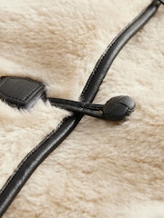 Ecru Cream Borg Duffle Fleece Jacket - Image 6 of 8