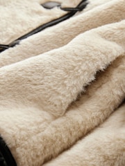 Ecru Cream Borg Duffle Fleece Jacket - Image 7 of 8