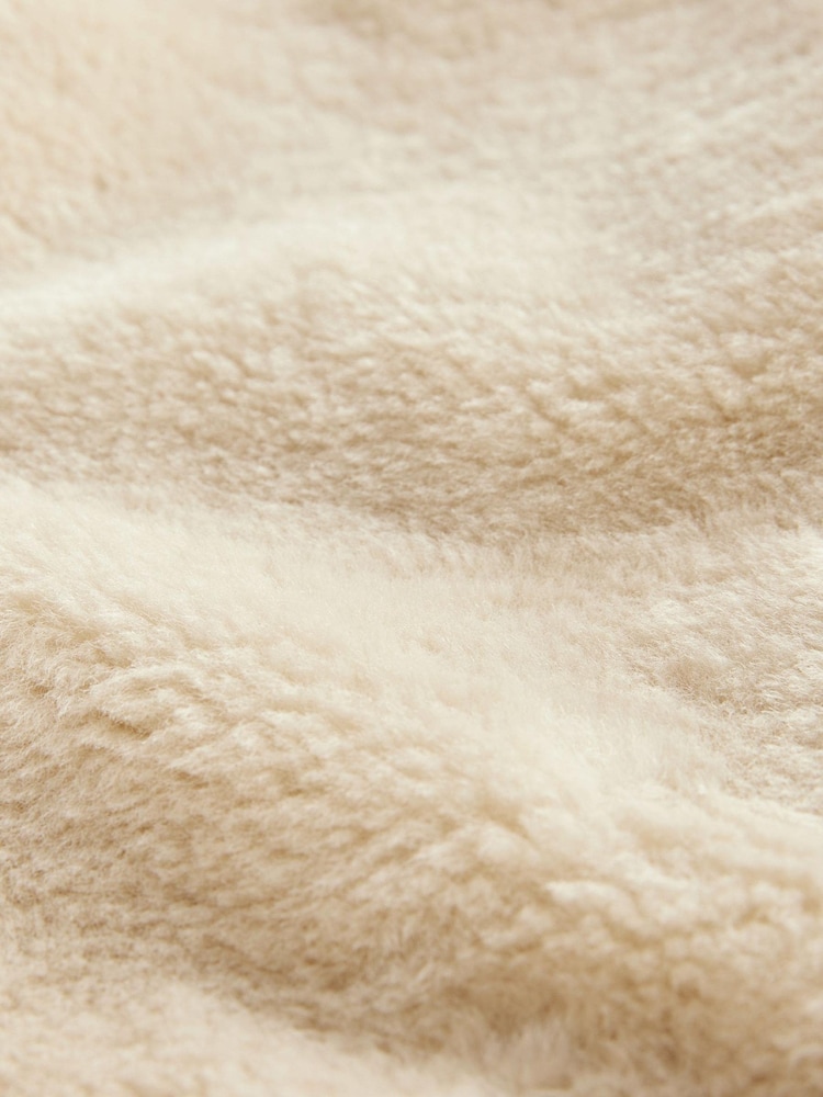 Ecru Cream Borg Duffle Fleece Jacket - Image 8 of 8