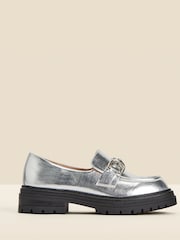 Sosandar Silver Chain Trim Chunky Loafers - Image 1 of 4