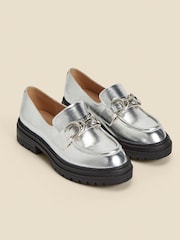 Sosandar Silver Chain Trim Chunky Loafers - Image 2 of 4