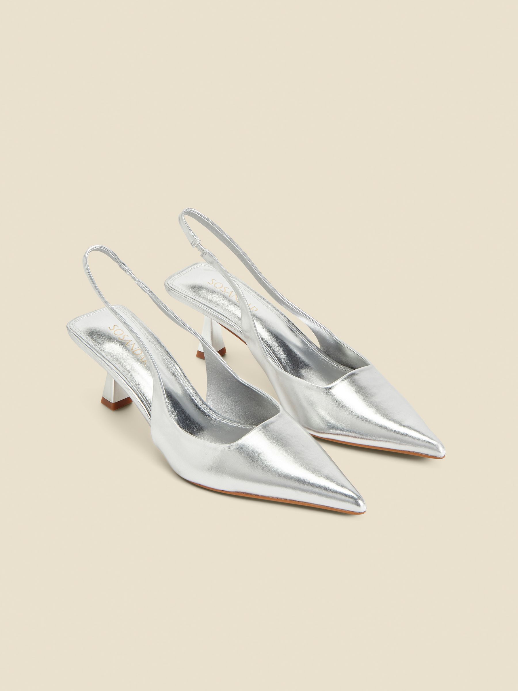 Buy Sosandar Silver Metallic Kitten Heel Slingback Shoes from the Next