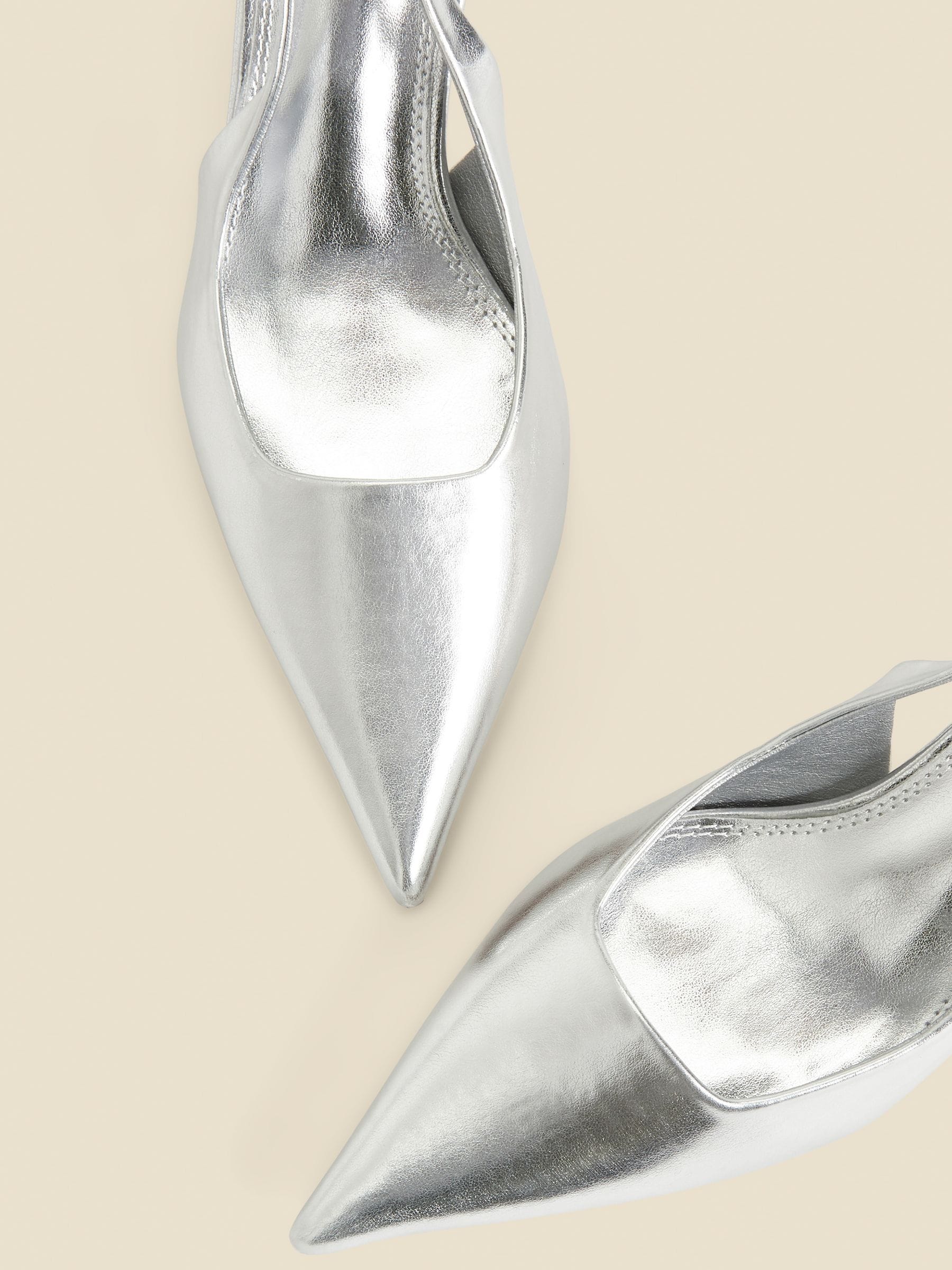 Buy Sosandar Silver Metallic Kitten Heel Slingback Shoes from Next USA