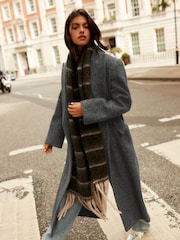 Dark Grey Premium Wool Blend Textured Coat - Image 2 of 8