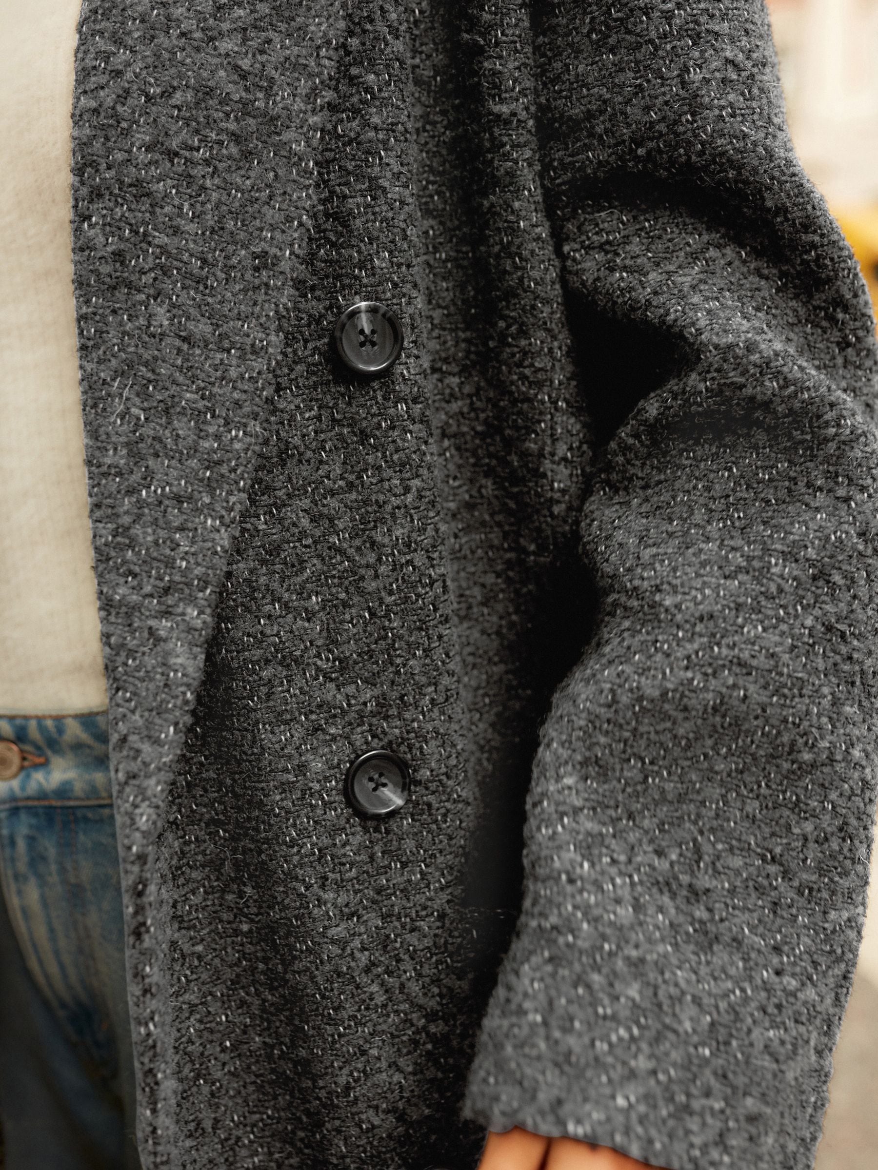 Buy Dark Grey Premium Wool Blend Textured Coat from the Next
