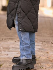 Black Shower Resistant Longline Padded Coat - Image 5 of 5