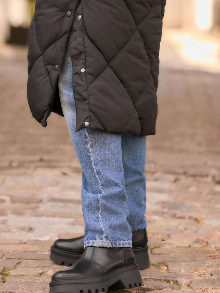 Black Shower Resistant Longline Padded Coat - Image 5 of 5