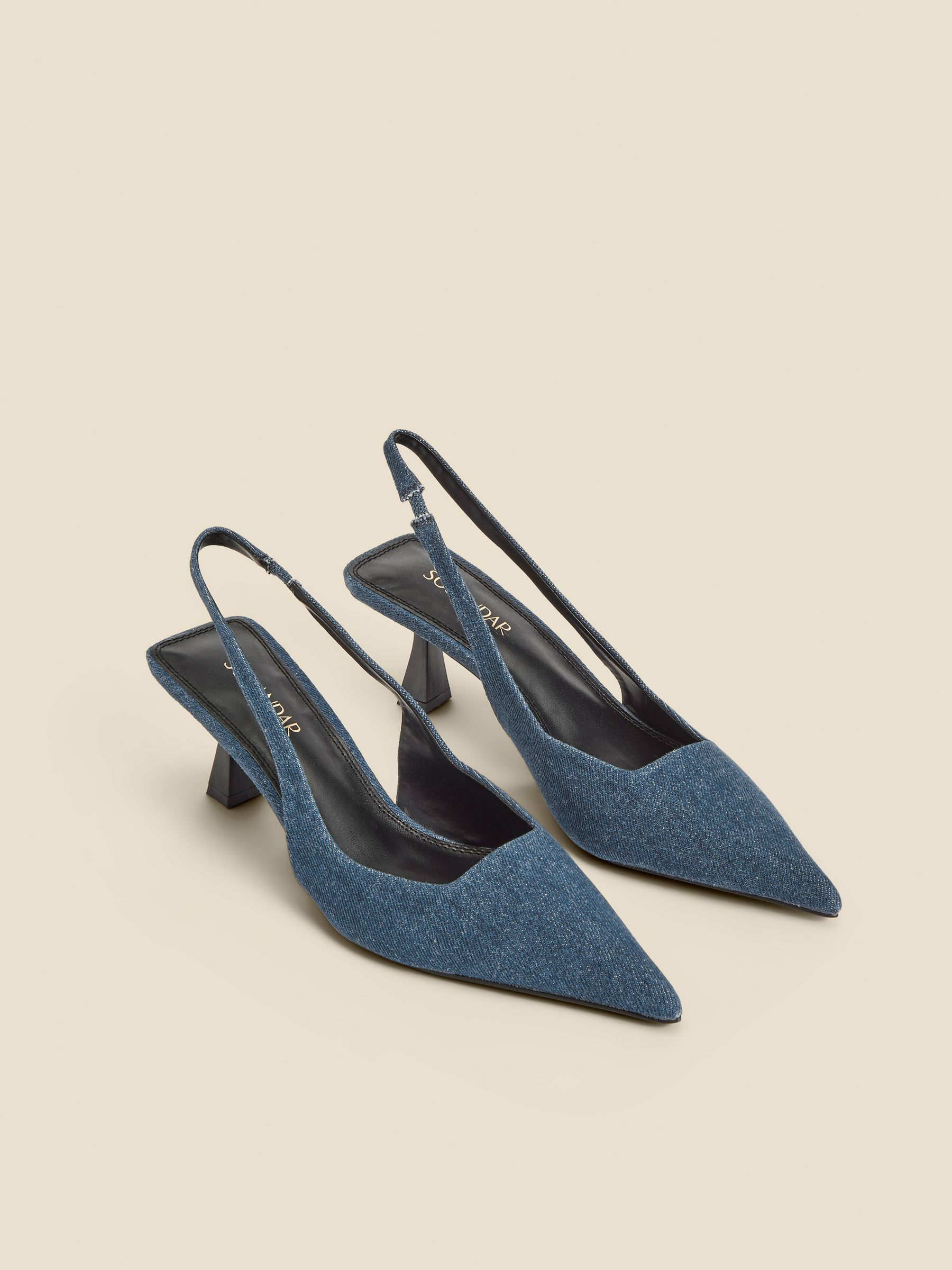 Blue kitten heel slingbacks clearance