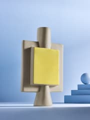 MADE.COM Yellow & Natural Malia Hand Painted Vase - Image 2 of 3