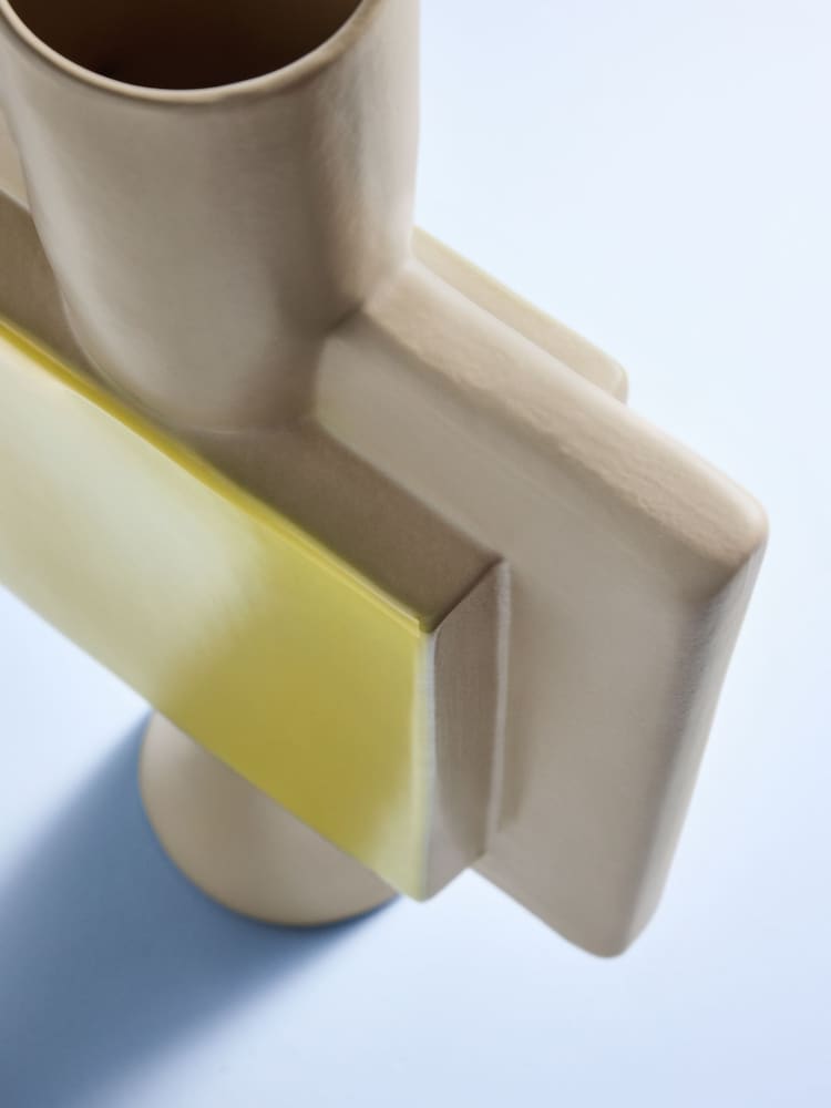 MADE.COM Yellow & Natural Malia Hand Painted Vase - Image 3 of 3