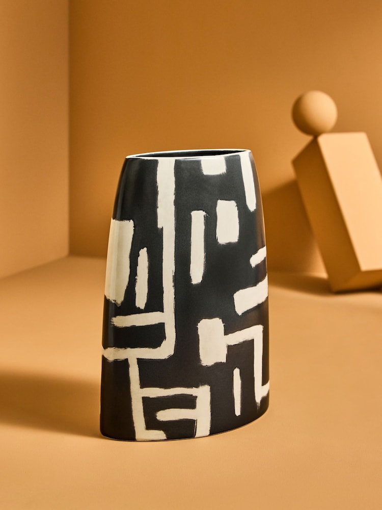 MADE.COM Monochrome Kian Hand Painted Vase - Image 2 of 3
