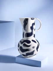 MADE.COM Navy Hand Painted Alaina Vase Jug - Image 1 of 3