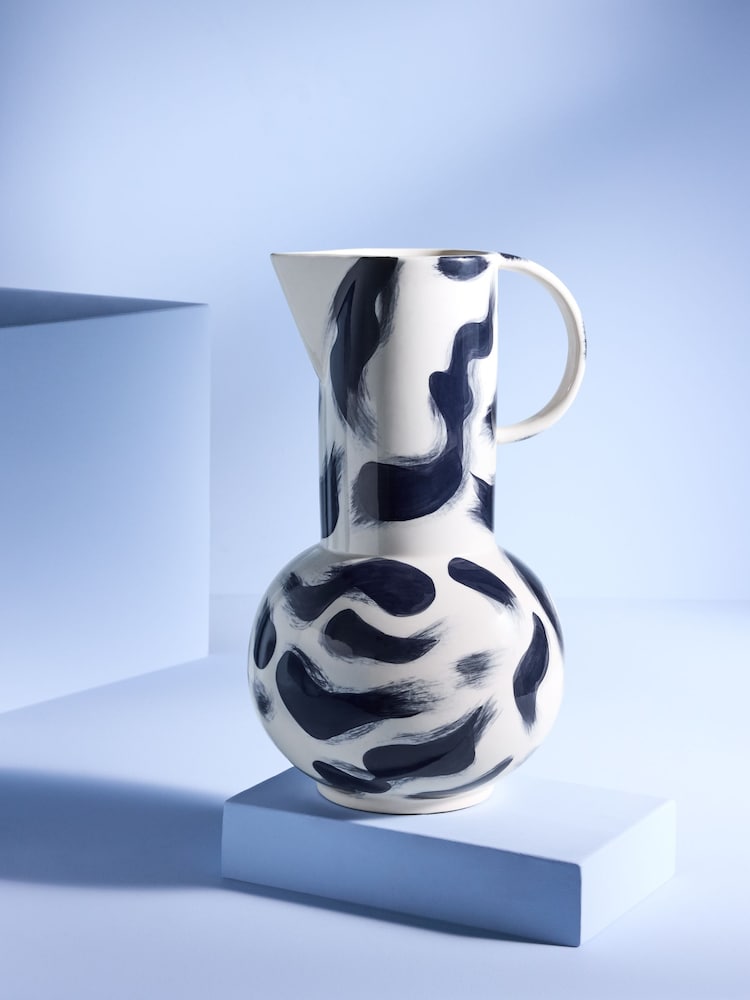 MADE.COM Navy Hand Painted Alaina Vase Jug - Image 1 of 3