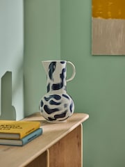MADE.COM Navy Hand Painted Alaina Vase Jug - Image 2 of 3