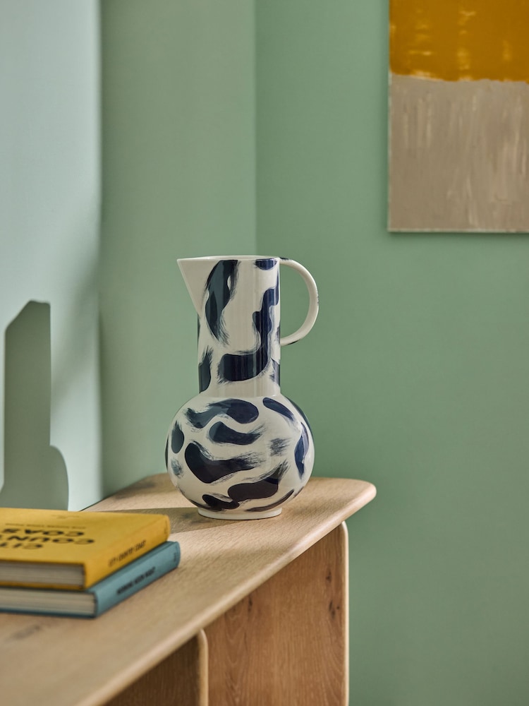MADE.COM Navy Hand Painted Alaina Vase Jug - Image 2 of 3