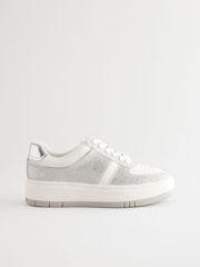 White/Silver Forever Comfort® Patent Chunky Lace Up Trainers - Image 3 of 8