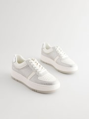 White/Silver Forever Comfort® Patent Chunky Lace Up Trainers - Image 4 of 8