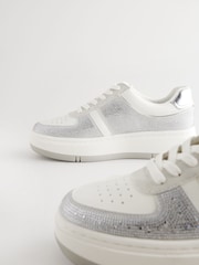 White/Silver Forever Comfort® Patent Chunky Lace Up Trainers - Image 5 of 8