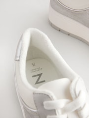 White/Silver Forever Comfort® Patent Chunky Lace Up Trainers - Image 6 of 8