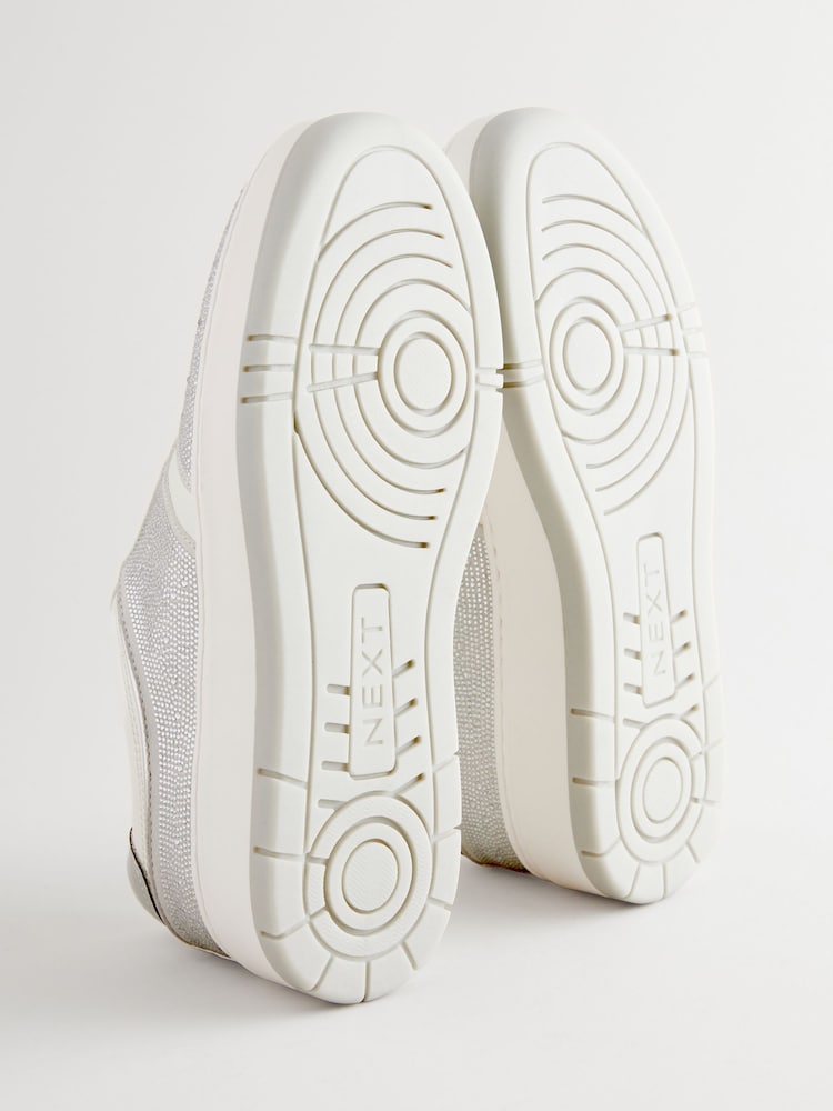 White/Silver Forever Comfort® Patent Chunky Lace Up Trainers - Image 8 of 8