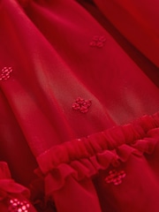 Laura Ashley Red Sequin Mesh Dress - Image 13 of 13